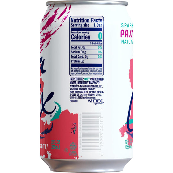 LaCroix Passionfruit Sparkling Water, 12 oz Can (Pack of 12) with By The Cup Coasters