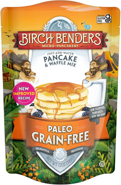 Birch Benders Paleo Pancake and Waffle Mix, 12 oz (Pack of 4) with By The Cup Swivel Spoons