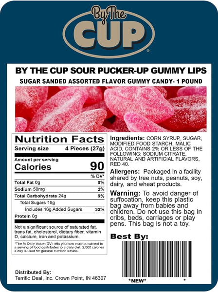 By The Cup Sour Pucker-up Gummy Lips 1 lb, Pack of 1
