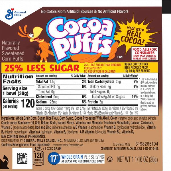 Cocoa Puffs, Cinnamon Toast Crunch, Trix Cereal Variety 25% Less Sugar, 1 oz bowls (Pack of 6), with By The Cup Mood Spoons