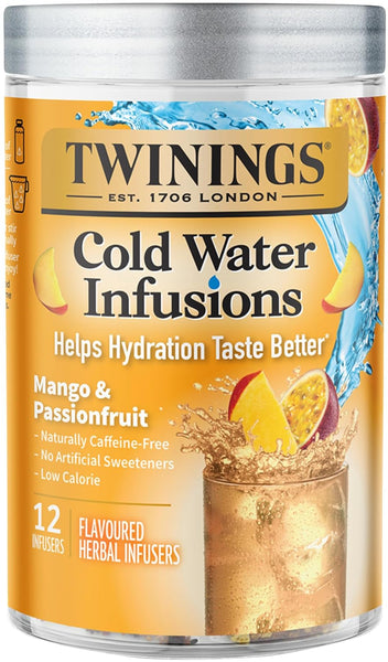 Twinings Cold Infuse Flavoured Cold Water Enhancer Mango & Passionfruit (Pack of 2) with By The Cup Coasters