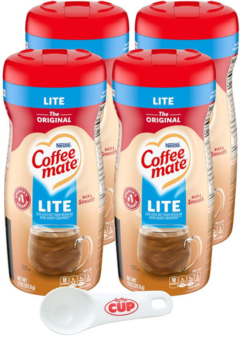 Coffee mate The Original Lite Powder Creamer, 11 oz (Pack of 4) with By The Cup Scoop