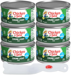 Chicken Of The Sea Chunk Light Tuna In Water, 12 oz Can (Pack of 6) with By The Cup Spatula Knife