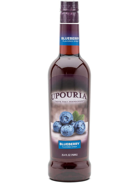 Upouria Blueberry Coffee & Tea Syrup Flavoring, 100% Vegan, Gluten-Free, Kosher, 750 mL Bottle - Pump Sold Separately