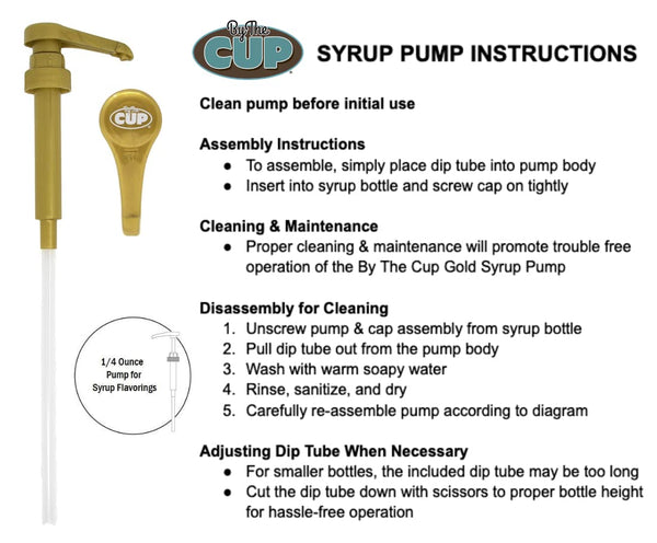 By The Cup Gold Coffee Syrup Pump for 750 ml Bottles (Pack of 6) Fits Upouria, Torani, DaVinci, Jordans Skinny Syrups, and Monin (1L Plastic Only)
