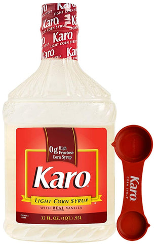 Karo Light Corn Syrup with Real Vanilla, 32 Ounce Bottle with Karo Measuring Spoon