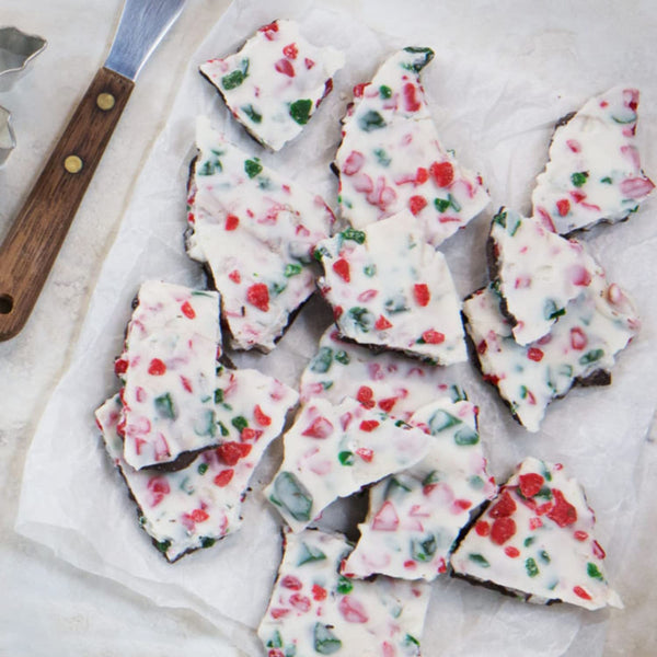 By The Cup Peppermint Bark Candy 2 Pound Red Green and White Candy Pieces