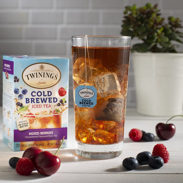Twinings Cold Brewed Iced Tea Bag Variety Sampler (Pack of 40) with By The Cup Sugar Packets