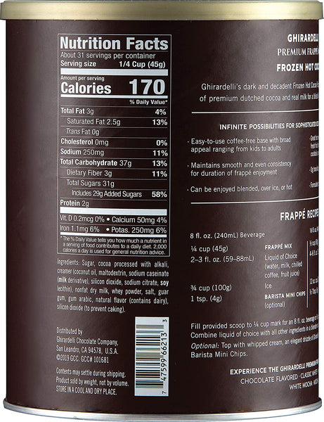 Ghirardelli - Frozen Hot Cocoa Premium Frappé 3.12lbs with Ghirardelli Stamped Barista Spoon