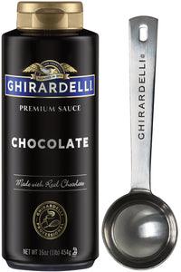 Ghirardelli Chocolate Sauce, 16 Ounce Squeeze Bottle with Ghirardelli Stamped Barista Spoon