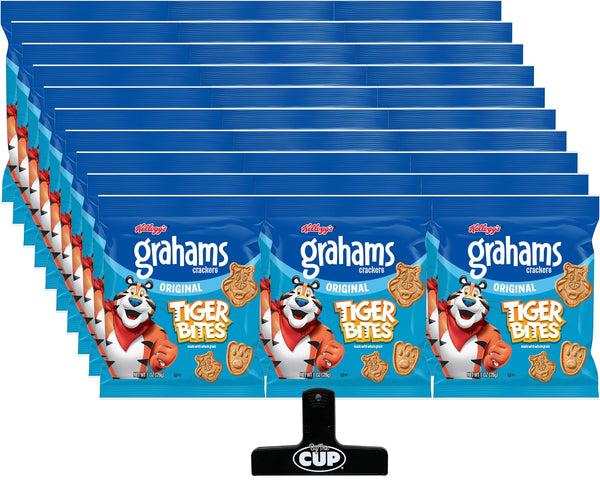 Kellogg's Tiger Bites, Original Graham Crackers, 1 oz (Pack of 30) with Bag Clip