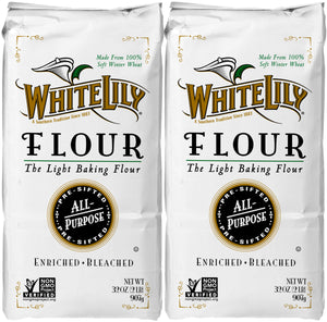 White Lily All Purpose, Enriched Bleached Flour, 2 lb Bag (Pack of 2) Swivel Spoons