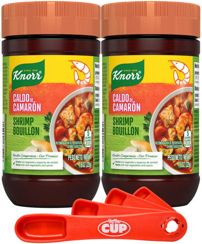 Knorr Granulated Bouillon, Shrimp Flavor, 7.9 oz (Pack of 2) with By The Cup Swivel Spoon