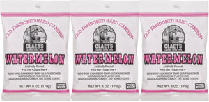 Claeys Old Fashioned Sugared Hard Candy, Watermelon Flavor, 6 oz (Pack of 3) with By The Cup Bag Clip