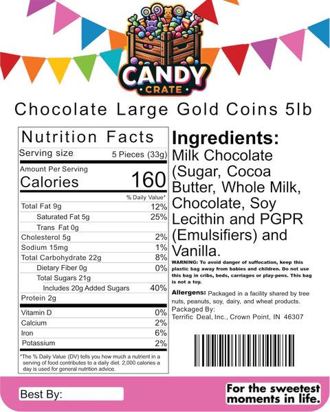 Chocolate Large Gold Coins 5lb Bag