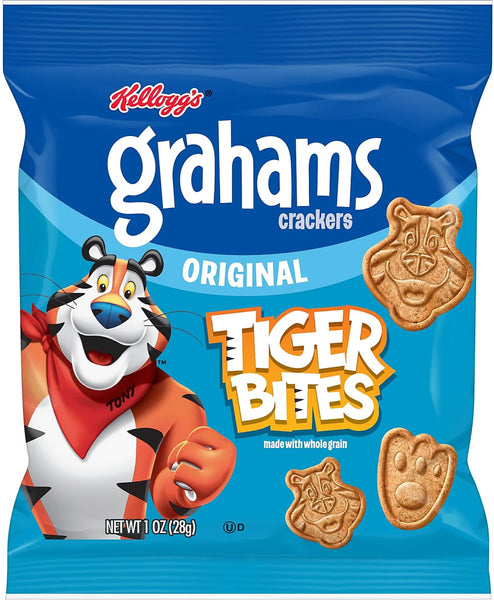 Kellogg's Tiger Bites, Original Graham Crackers, 1 oz (Pack of 30) with Bag Clip