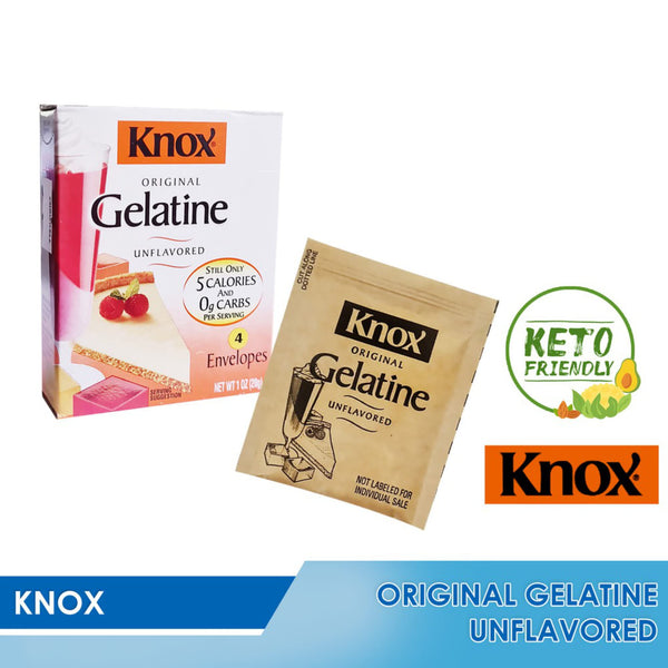 Knox Gelatine Unflavored Clear, 1 oz (Pack of 4) with By The Cup Measuring Spoons