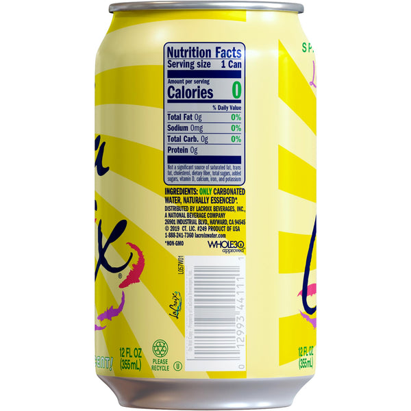 LaCroix LimonCello Sparkling Water, 12 oz Can (Pack of 12) with By The Cup Coasters