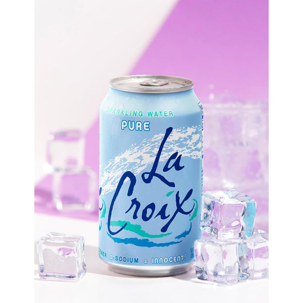 LaCroix Pure Sparkling Water, 12 oz Can (Pack of 12) with By The Cup Coasters