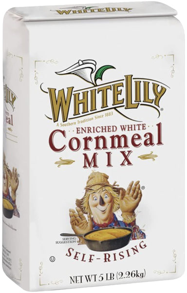 White Lily Enriched White Self-Rising Cornmeal Mix 5 lb Bag (Pack of 2) with By The Cup Swivel Spoons