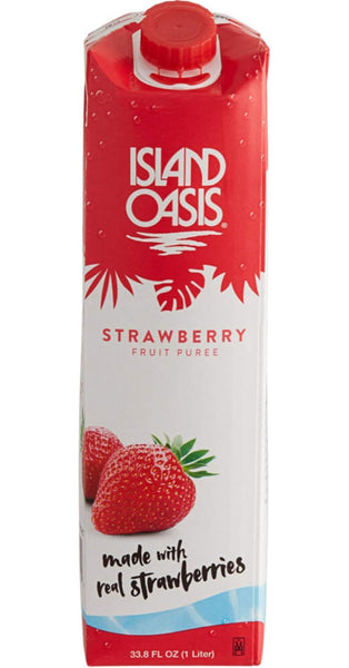 Island Oasis Drink Mix Variety, Strawberry and Banana 1 Liter Each, with Set of By The Cup Coasters