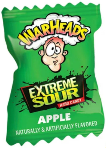 By The Cup Apple Warheads Extreme Sour Hard Candy, Individually Wrapped, 1 lb Bag