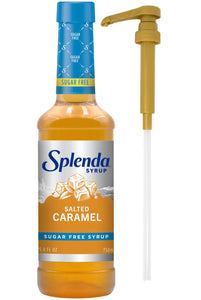 Splenda Sugar Free Salted Caramel Coffee Syrup, 25.4 fl oz (Pack of 1) with By The Cup Gold Pump