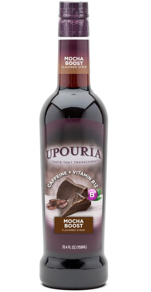 Upouria Mocha Boost Coffee Syrup Flavoring, 100% Vegan, Gluten-Free, Kosher, 750 mL Bottle (Pack of 2) with 1 Syrup Pump