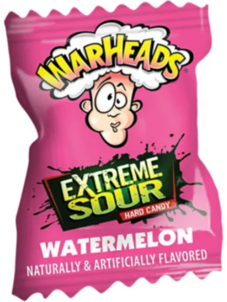 By The Cup Watermelon Warheads Extreme Sour Hard Candy, Individually Wrapped, 1 lb Bag