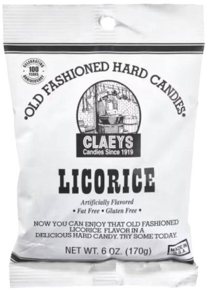 Claeys Old Fashioned Sugared Hard Candy, Licorice Flavor, 6 oz (Pack of 3) with By The Cup Bag Clip