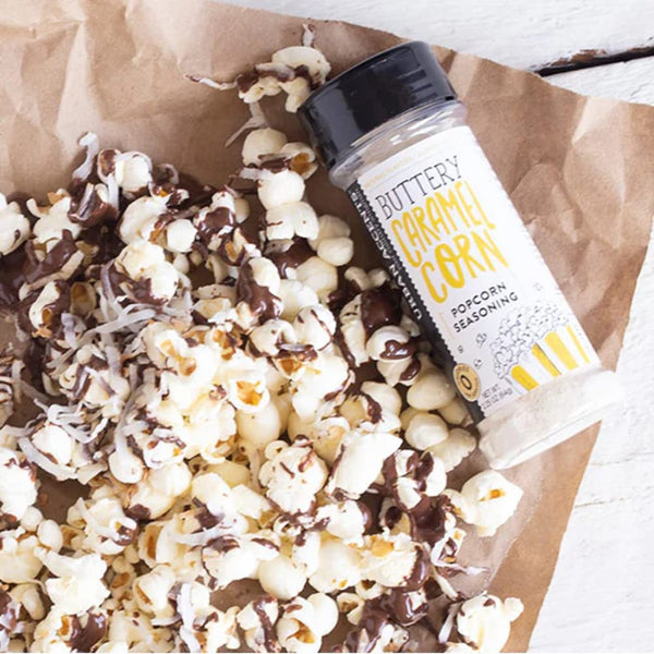 Urban Accents Gourmet Popcorn Seasoning, Buttery Caramel Corn, 2.25 oz with By The Cup Swivel Spoons