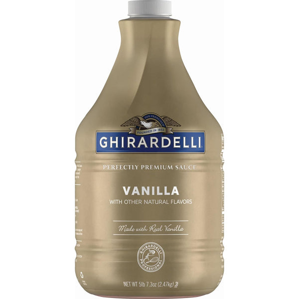 Ghirardelli Vanilla Sauce, 87.3 Ounce Bottle - with Ghirardelli Stamped Barista Spoon