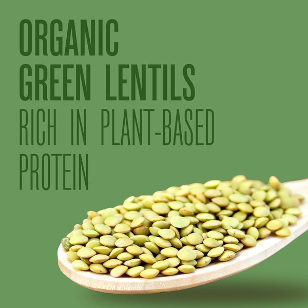 Arrowhead Mills Organic Green Lentils, 1 lb (Pack of 2) with By The Cup Swivel Spoons