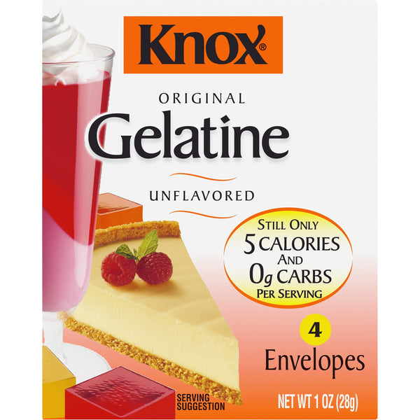 Knox Gelatine Unflavored Clear, 1 oz (Pack of 4) with By The Cup Measuring Spoons