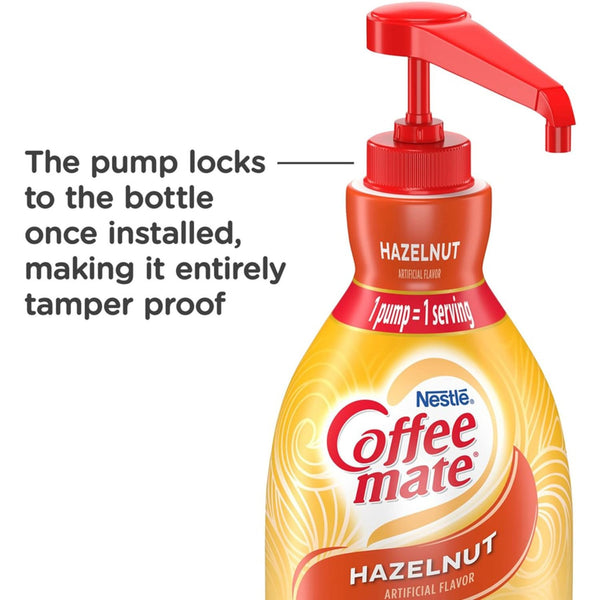 Coffee mate Hazelnut Liquid Concentrate, 1.5 Liter Pump Bottle with By The Cup Coffee Scoop