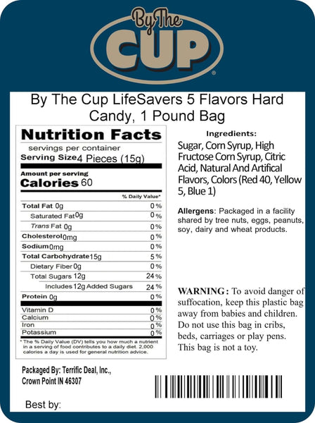 LifeSavers 5 Flavors Hard Candy, 1 Pound By The Cup Bag