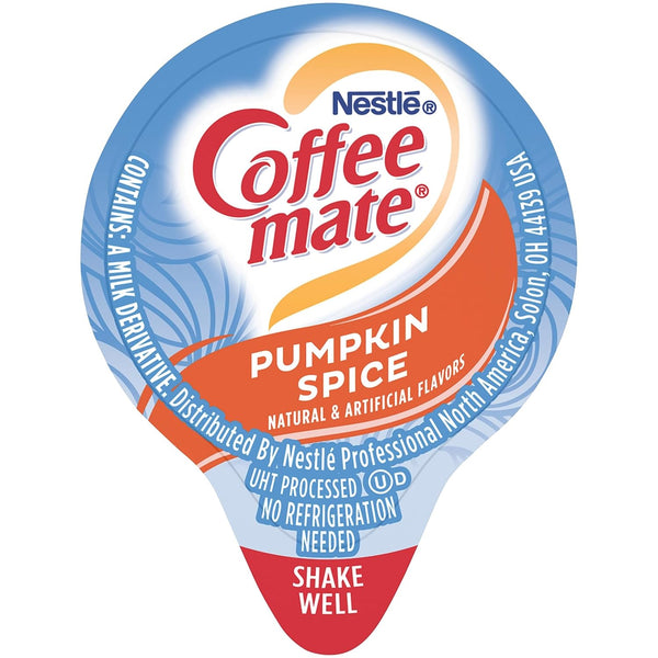 Coffee mate Pumpkin Spice, 50 Count Box (Pack of 2) Liquid Creamer Singles with By The Cup Coffee Scoop