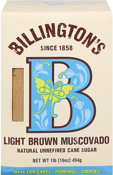 Billington's Natural Light Brown Muscovado Unrefined Cane Sugar, 16 Ounce (Pack of 2) with By The Cup Swivel Spoons