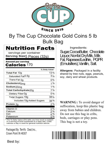 By The Cup Chocolate Gold Coins 5 lb Bulk Bag