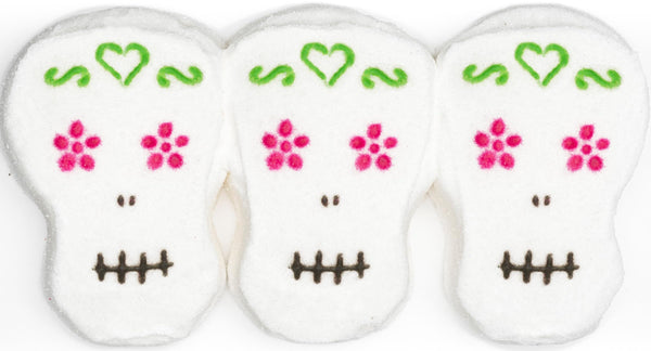 Halloween Marshmallow Skulls, 1.5 oz (Pack of 4) with By The Cup Halloween Stickers