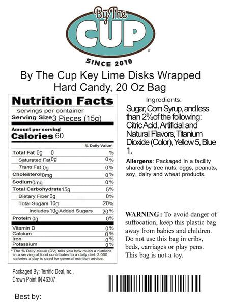 By The Cup Key Lime Disks, Individually Wrapped Hard Candy, 20 Oz Bag