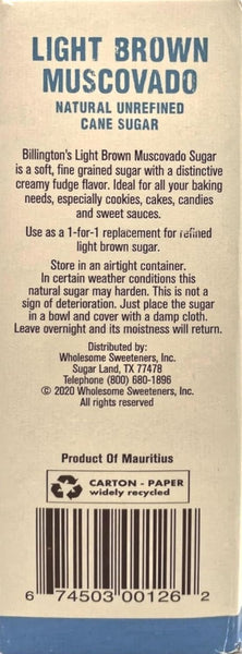 Billington's Natural Light Brown Muscovado Unrefined Cane Sugar, 16 Ounce (Pack of 2) with By The Cup Swivel Spoons