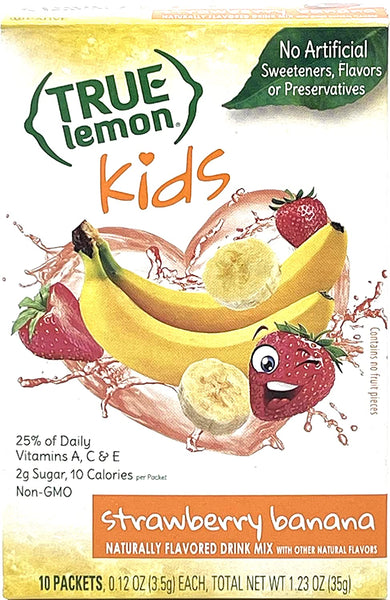 True Lemon Kids Variety, 1 of each Crisp Apple, Groovy Grape, Strawberry Banana 10 Count (Pack of 3) with By the Cup Mood Spoons