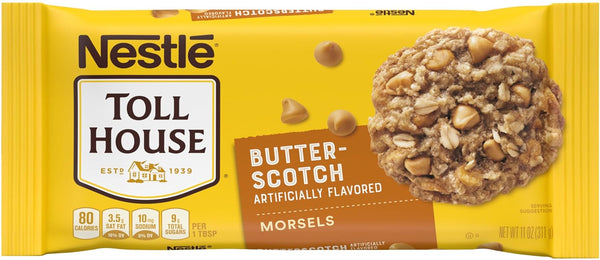 NESTLÉ TOLL HOUSE Butterscotch Morsels, 11 oz (Pack of 3) with By The Cup Swivel Spoons