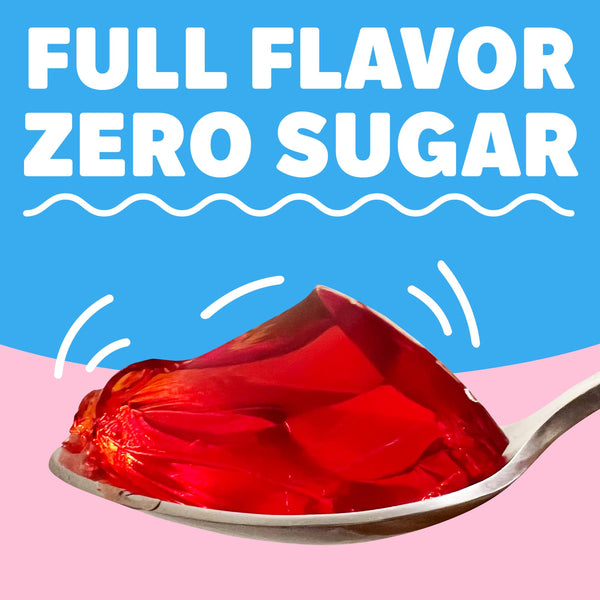 Zero Sugar Strawberry Jell-O, 0.6 oz (Pack of 3) with By The Cup Mood Spoons