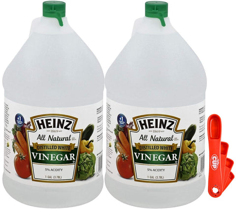 Heinz All Natural Distilled White Vinegar 5% Acidity 1 Gallon Jug (Pack of 2) with By The Cup Swivel Spoons