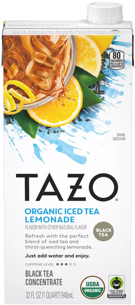 TAZO Organic Iced Tea Lemonade Concentrate, 32 oz (Pack of 2) with By The Cup Coasters