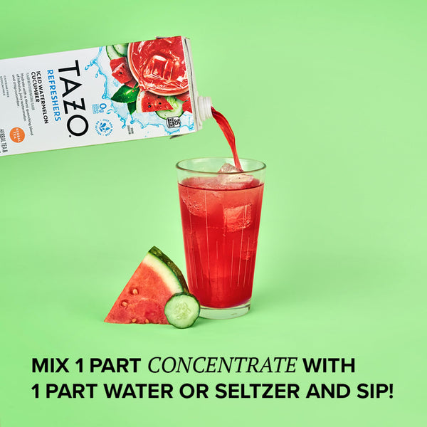 TAZO Iced Watermelon Cucumber Refresher Concentrate, 32 oz (Pack of 2) with By The Cup Coasters