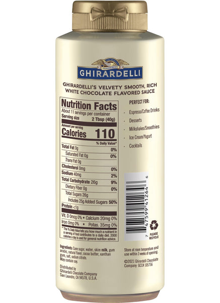 Ghirardelli White Chocolate Sauce, 16 Ounce Squeeze Bottle with Ghirardelli Stamped Barista Spoon