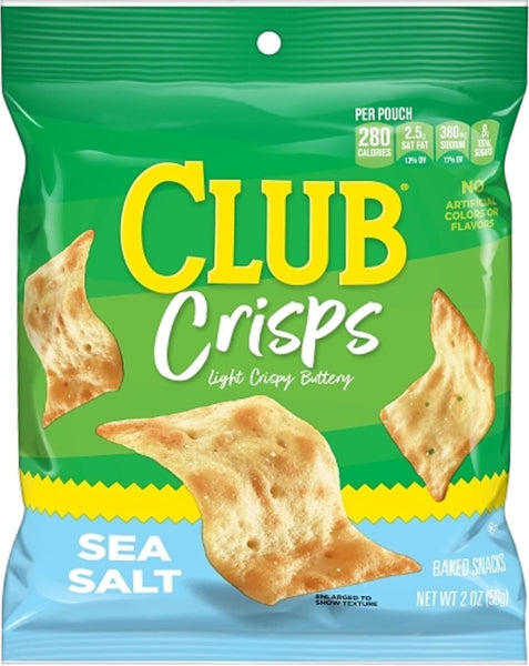 Kellogg's Club Crisps Sea Salt, 2 oz (Pack of 6) with By The Cup Bag Clip